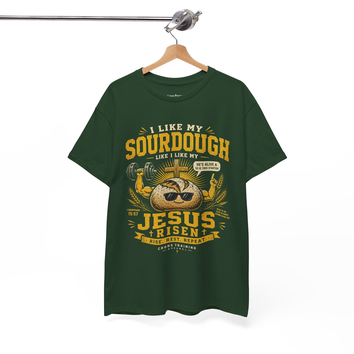 Jesus Is Risen Sourdough T-Shirt — Funny Christian Baking Tee