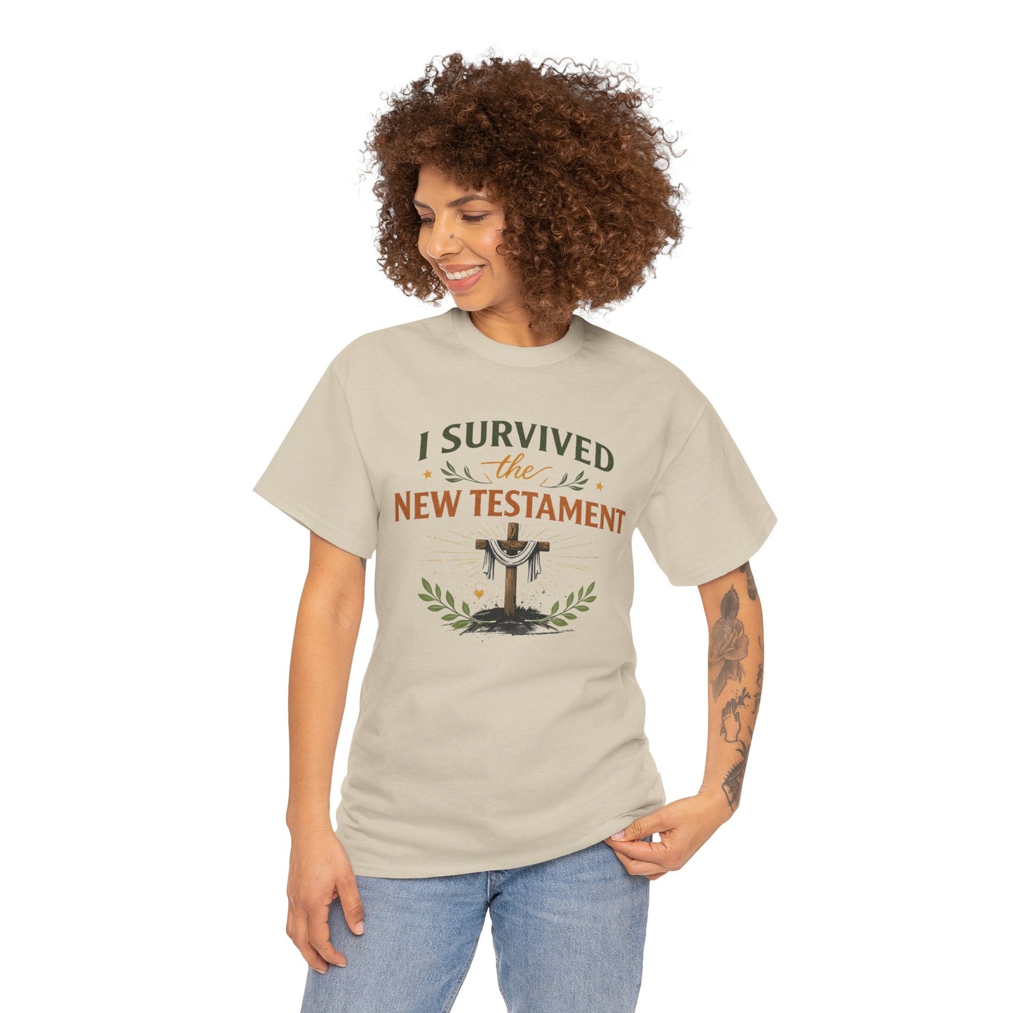I Survived the New Testament T-Shirt — Christian Faith Cross Tee