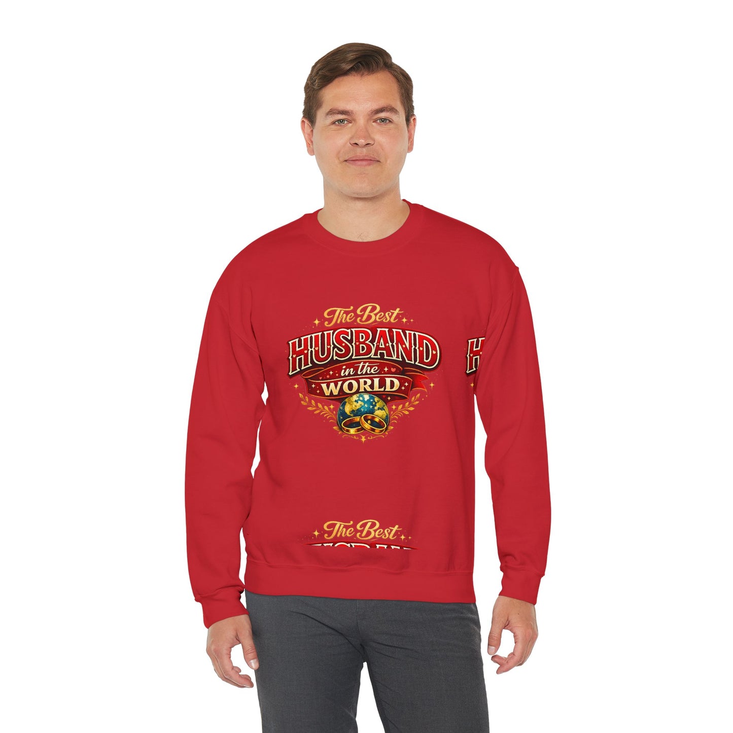Crewneck Sweatshirt — "The Best Husband in the World" Vintage Globe Gift