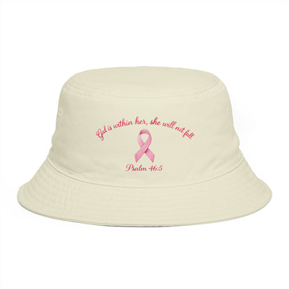Bucket Hat — Psalm 46:5 Faith Ribbon Bucket Hat (God Is Within Her)
