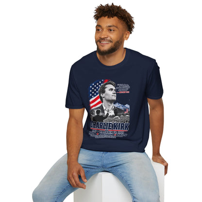 Charlie Kirk Tribute T-Shirt — "Well done, good and faithful servant" Matthew 25:21