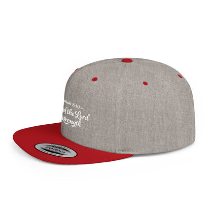 Flat Bill Snapback Hat — "The joy of the Lord is my strength" (Nehemiah 8:10)