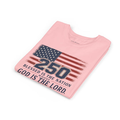Youth Tee — 250th USA Celebration "Blessed Is the Nation" Patriotic T‑Shirt (1776–2026)