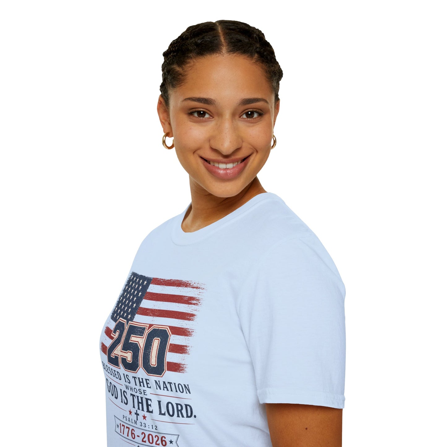 250th Anniversary Flag T-Shirt — "Blessed Is The Nation" Patriotic Tee