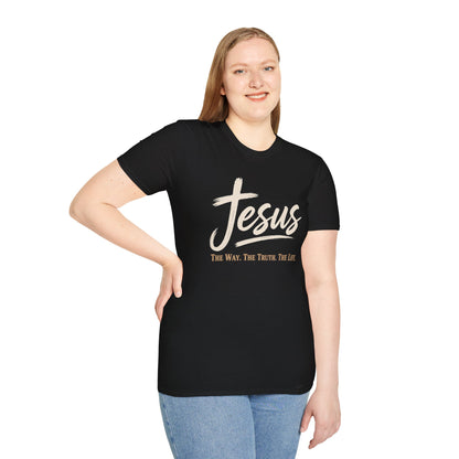 Jesus Script T‑Shirt — 'Jesus: The Way. The Truth. The Life.' Christian Faith Tee