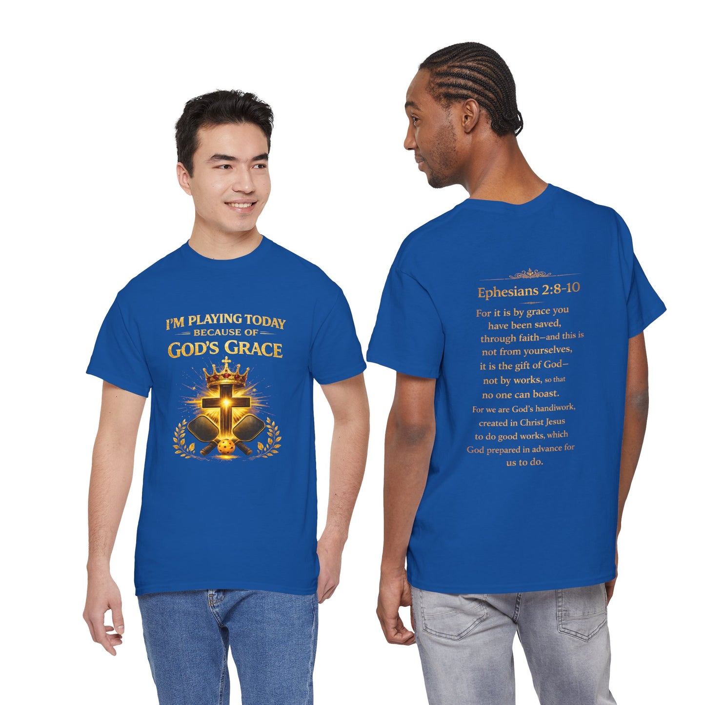 God’s Grace Tee — "I’m Playing Today Because of God’s Grace" Christian T-Shirt (Ephesians 2:8-10)