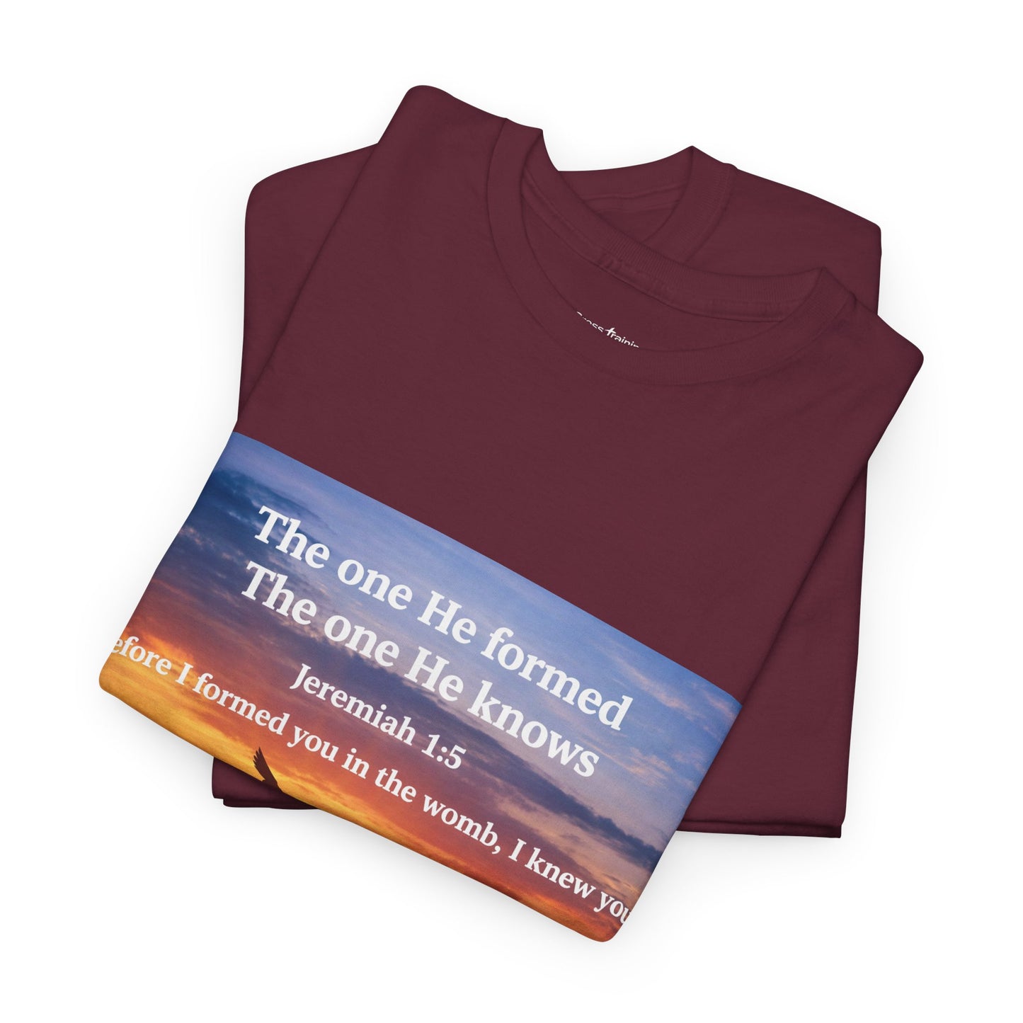 Christian Sunset T-Shirt — "Before I Formed You I Knew You" Scripture Tee