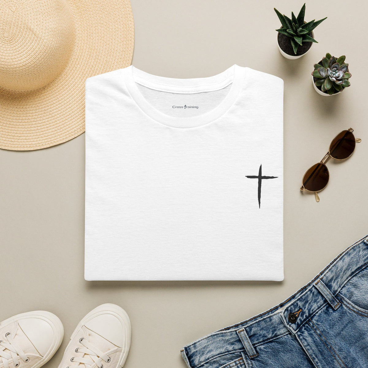 Minimal Cross T-Shirt – Small Chest Christian Cross Tee