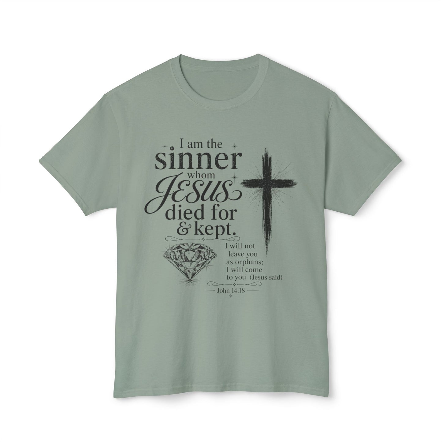 Christian Faith T-Shirt — "I am the sinner whom Jesus died for & kept" Pink Tee