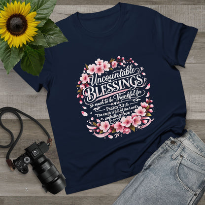 Uncountable Blessings Women’s Tee – Floral Psalm 33:5 Inspirational Shirt
