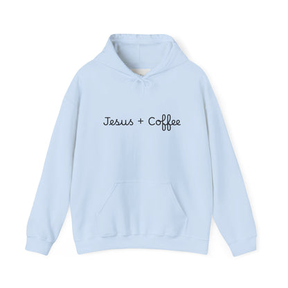 Jesus + Coffee Unisex Heavy Blend Hoodie, Inspirational Sweatshirt, Cozy Gift for Coffee Lovers, Faith-Based Apparel, Christian Hoodie