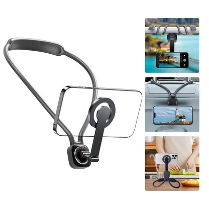Oatsbasf Neck Mount Phone Holder for Relax Free Adjustable Bended Cellphone Holder Hands Free Bracket for 4.7-7In Smartphones