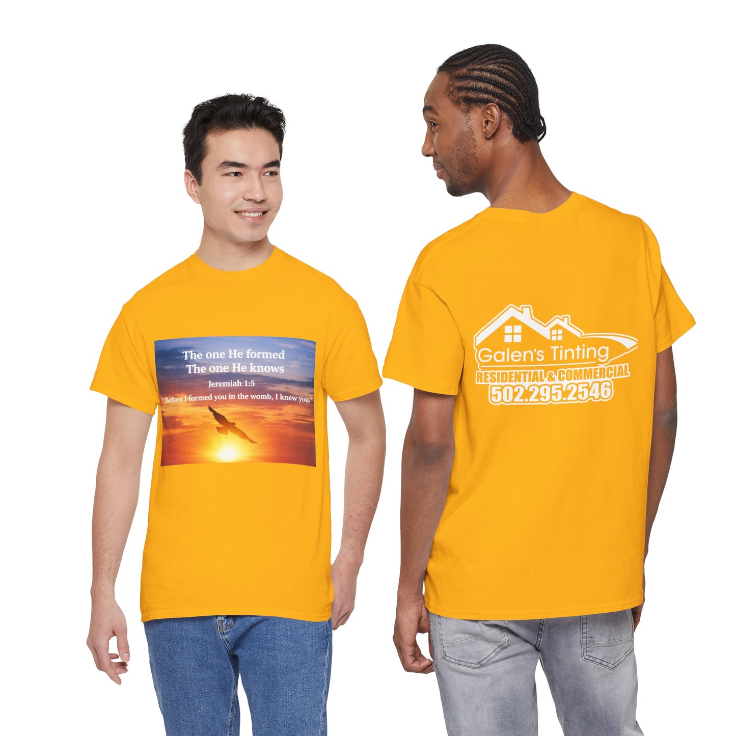 Christian Sunset T-Shirt — "Before I Formed You I Knew You" Scripture Tee
