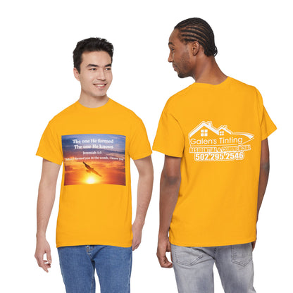 Christian Sunset T-Shirt — "Before I Formed You I Knew You" Scripture Tee