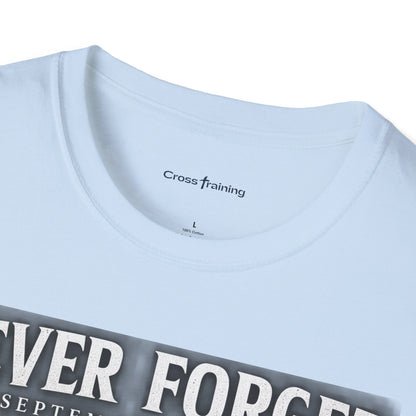 Never Forget 9/11 Memorial T-Shirt — American Flag & Eagle Tribute