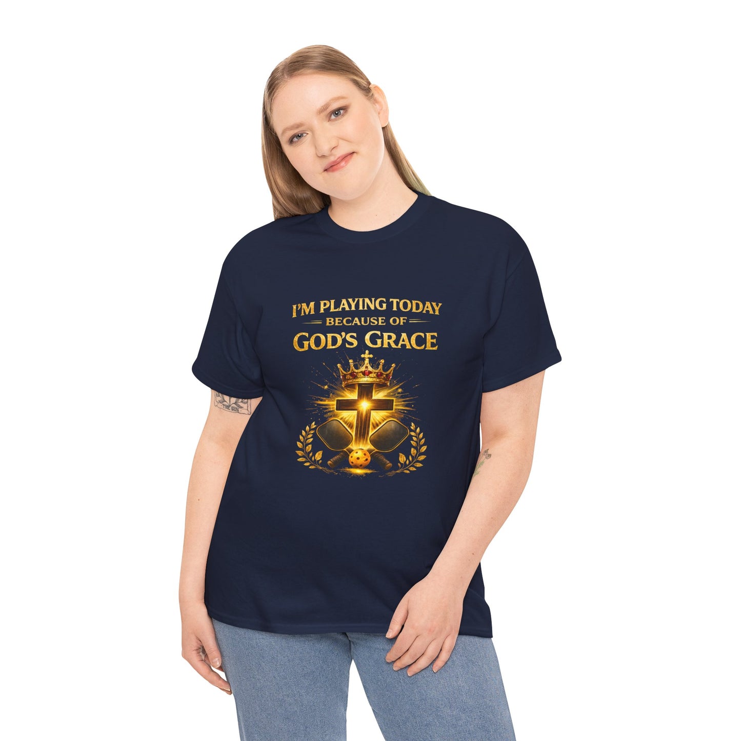 God’s Grace Tee — "I’m Playing Today Because of God’s Grace" Christian T-Shirt (Ephesians 2:8-10)