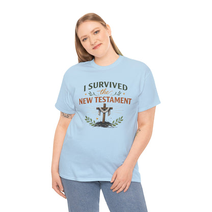 I Survived the New Testament T-Shirt — Christian Faith Cross Tee