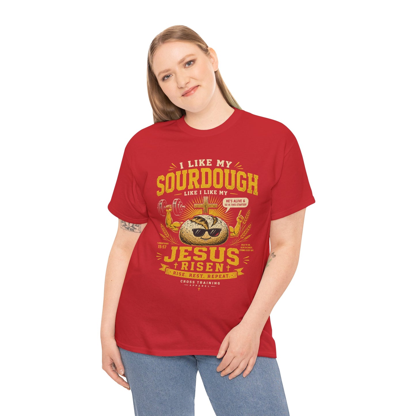 Jesus Is Risen Sourdough T-Shirt — Funny Christian Baking Tee