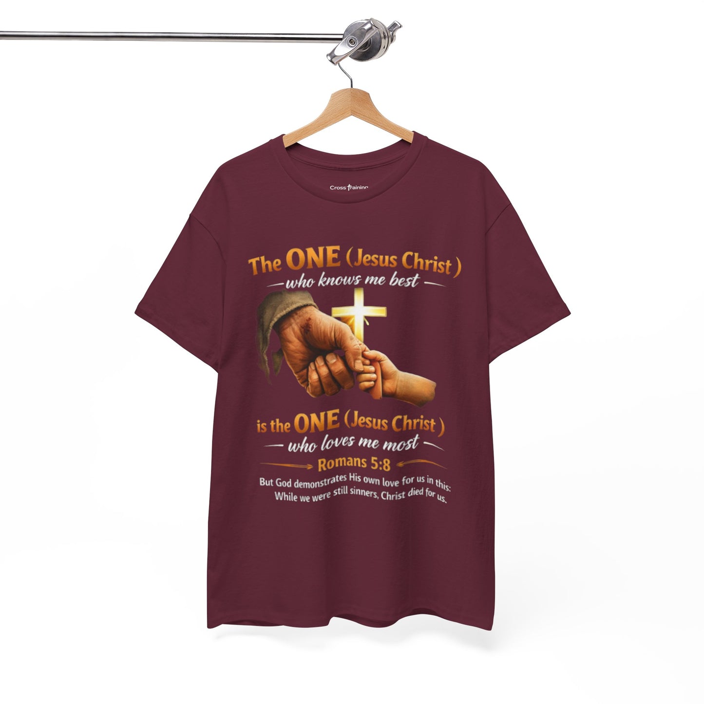Christian T-Shirt — "The ONE (Jesus Christ)" Cross & Romans 5:8 Inspirational Tee