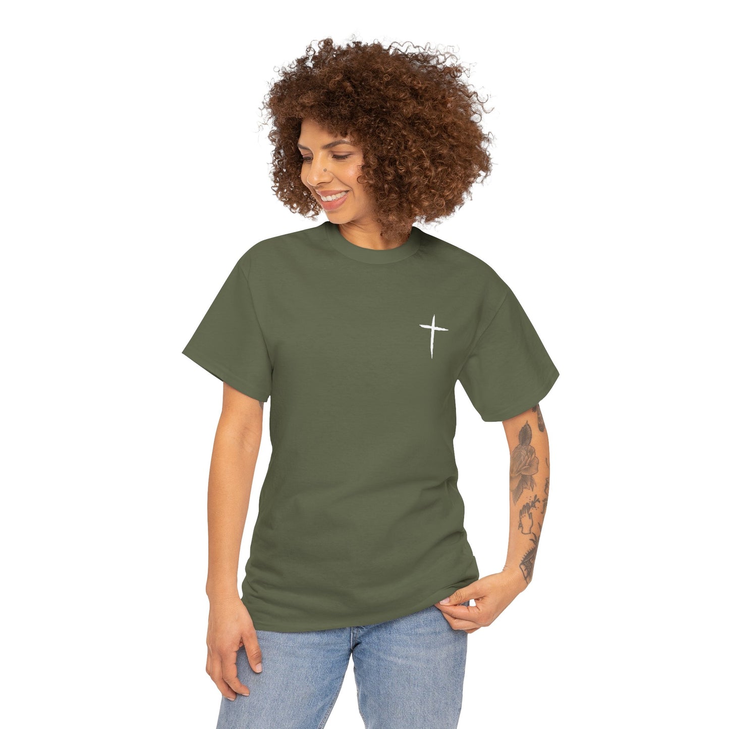 Christian Cross Tee — "May Heavenly Things Constantly Interrupt Our Earthly Things" Inspirational T‑Shirt