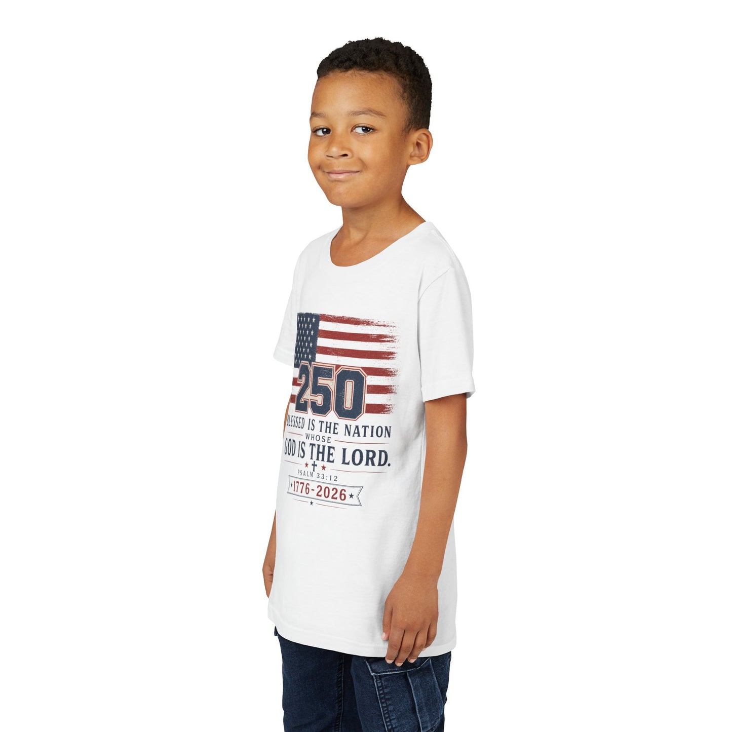 Youth Tee — 250th USA Celebration "Blessed Is the Nation" Patriotic T‑Shirt (1776–2026)