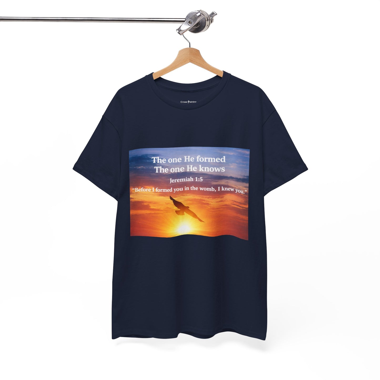 Christian Sunset T-Shirt — "Before I Formed You I Knew You" Scripture Tee