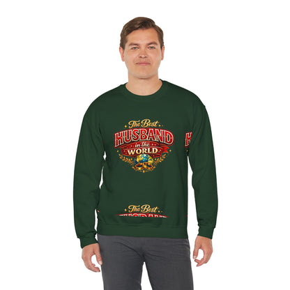 Crewneck Sweatshirt — "The Best Husband in the World" Vintage Globe Gift