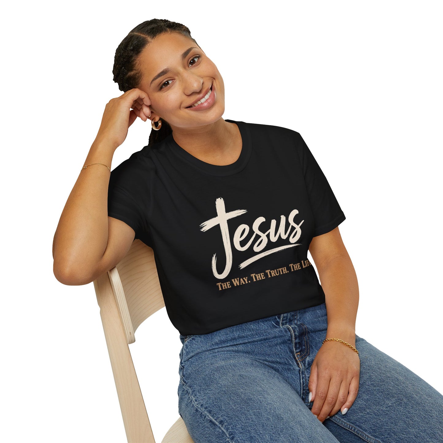 Jesus Script T‑Shirt — 'Jesus: The Way. The Truth. The Life.' Christian Faith Tee
