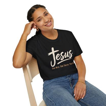 Jesus Script T‑Shirt — 'Jesus: The Way. The Truth. The Life.' Christian Faith Tee