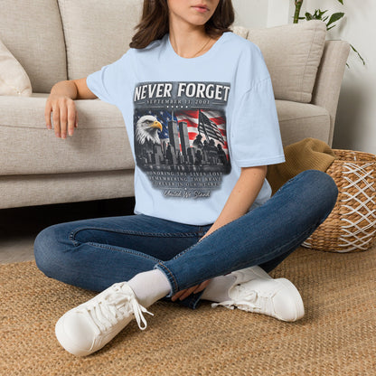 Never Forget 9/11 Memorial T-Shirt — American Flag & Eagle Tribute