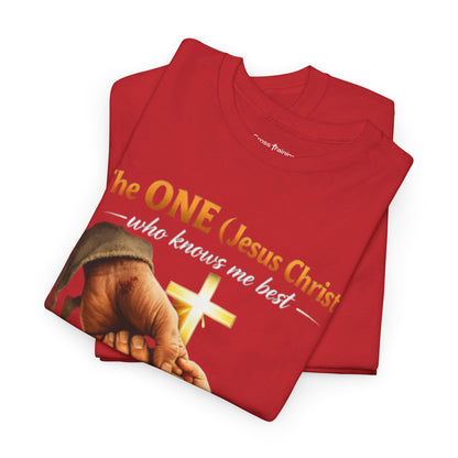 Christian T-Shirt — "The ONE (Jesus Christ)" Cross & Romans 5:8 Inspirational Tee