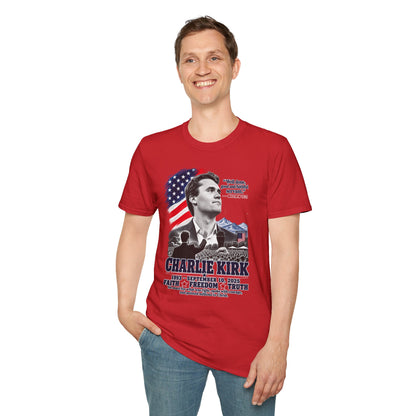 Charlie Kirk Tribute T-Shirt — "Well done, good and faithful servant" Matthew 25:21