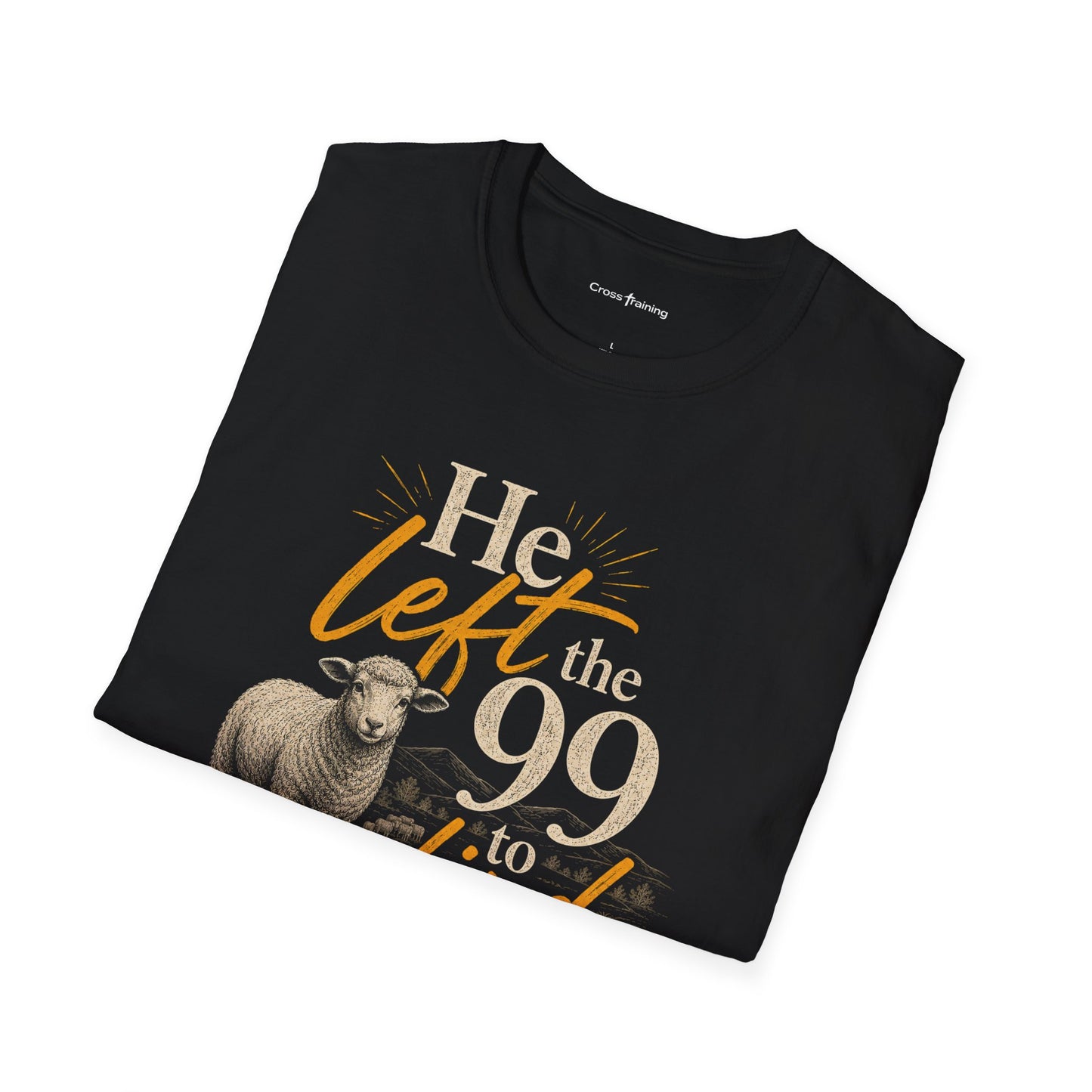 He Left the 99 T-Shirt — Christian Shepherd & Lamb Faith Tee