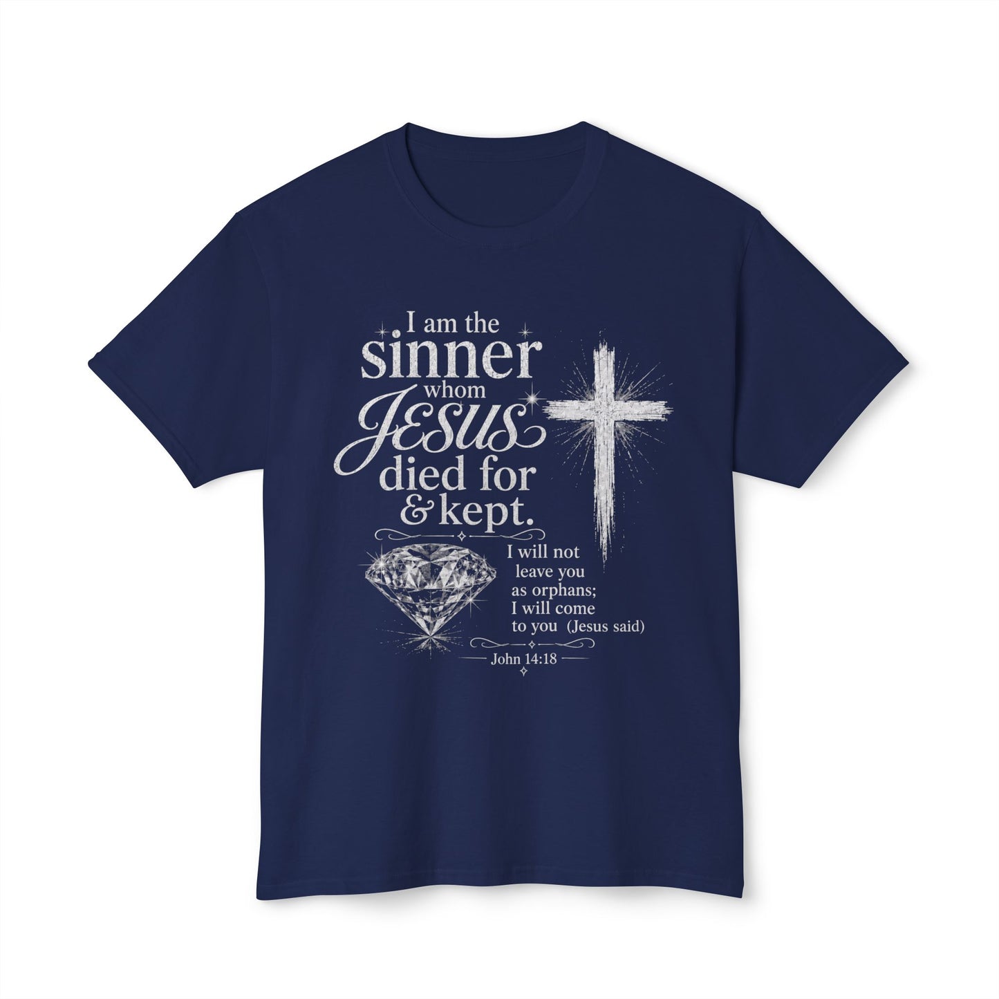 Christian Faith T-Shirt — "I am the sinner whom Jesus died for & kept" Pink Tee