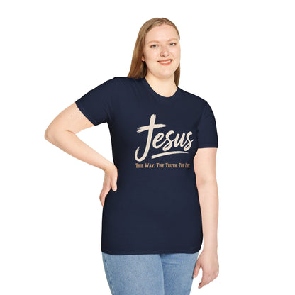 Jesus Script T‑Shirt — 'Jesus: The Way. The Truth. The Life.' Christian Faith Tee