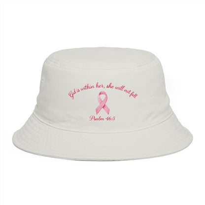 Bucket Hat — Psalm 46:5 Faith Ribbon Bucket Hat (God Is Within Her)