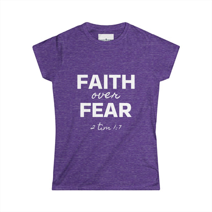 Faith Over Fear Women's Softstyle Tee, Inspirational Shirt, Christian Apparel, Spiritual Gift, Motivational T-Shirt
