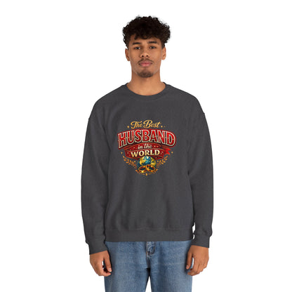 Crewneck Sweatshirt — "The Best Husband in the World" Vintage Globe Gift