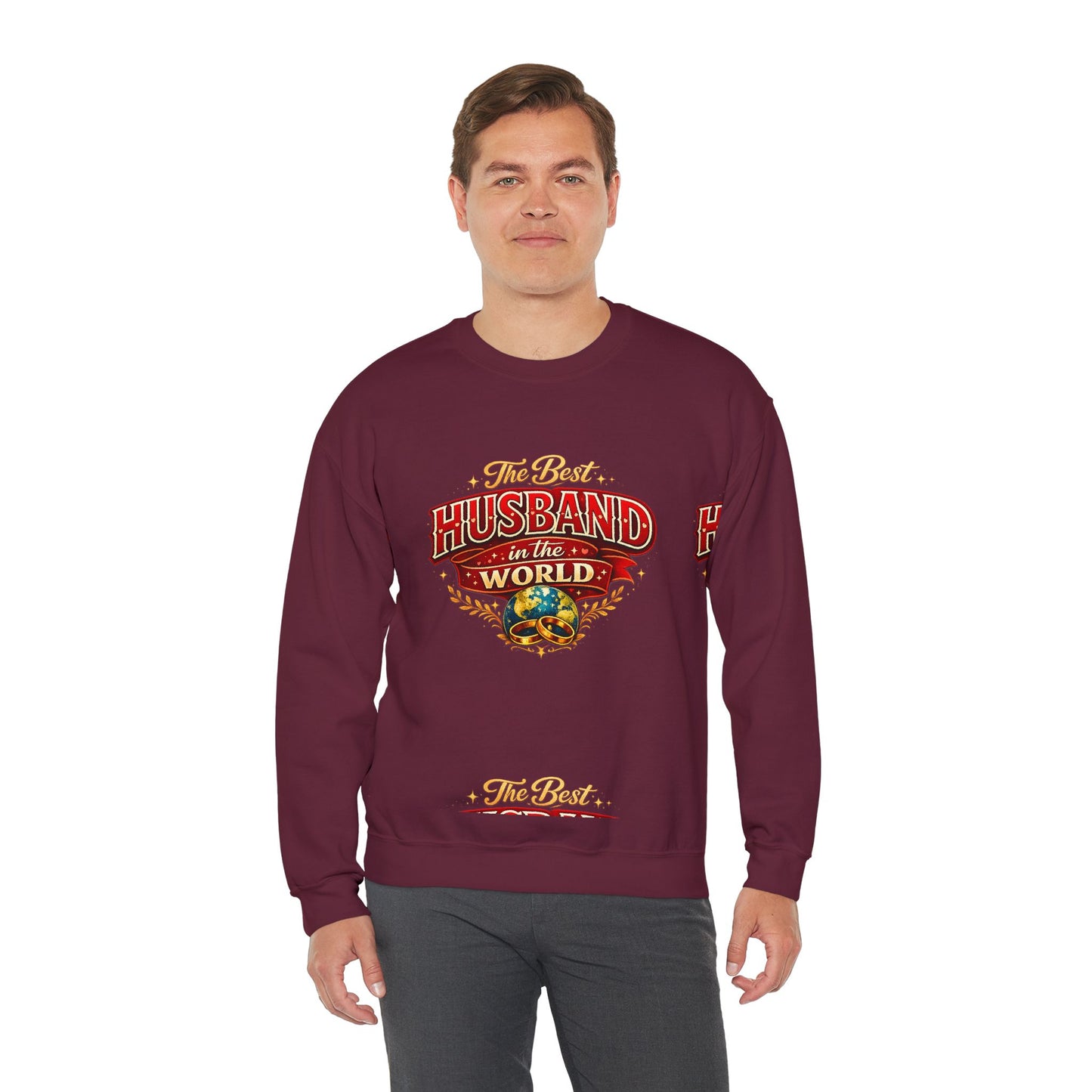 Crewneck Sweatshirt — "The Best Husband in the World" Vintage Globe Gift