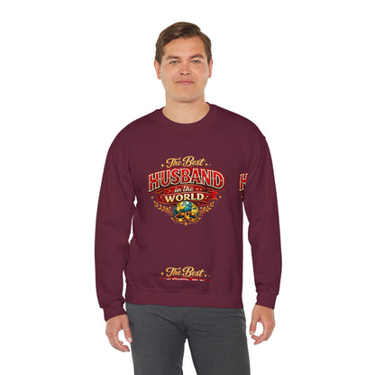Crewneck Sweatshirt — "The Best Husband in the World" Vintage Globe Gift