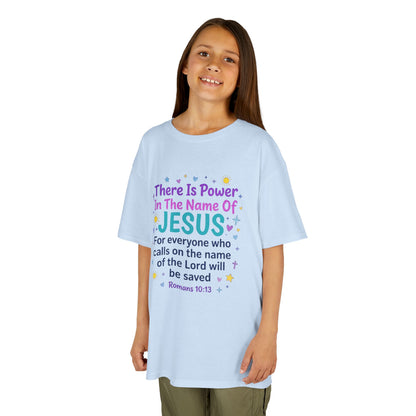Kids T-Shirt - "There Is Power In The Name Of Jesus" Romans 10:13 Christian Tee