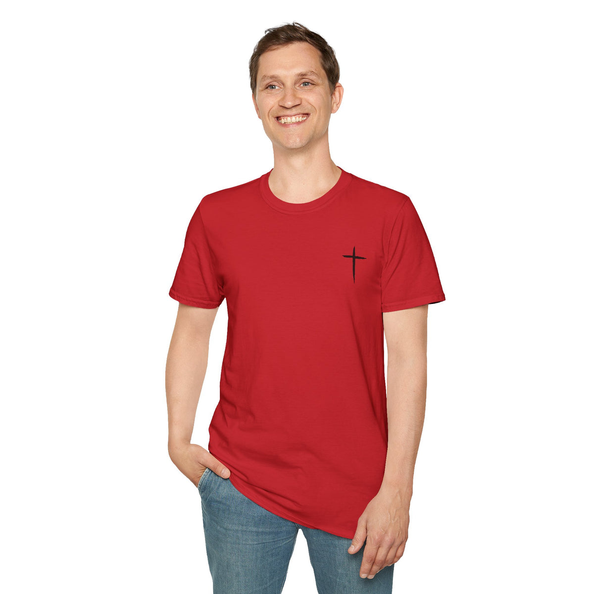Minimal Cross T-Shirt – Small Chest Christian Cross Tee
