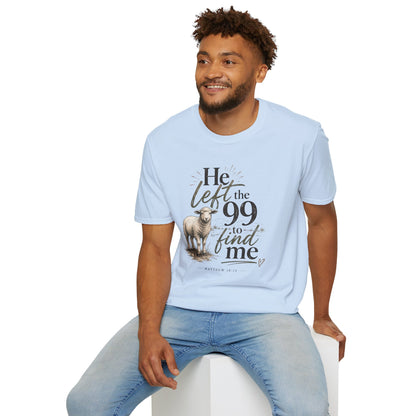 He Left the 99 T-Shirt — Christian Shepherd & Lamb Faith Tee