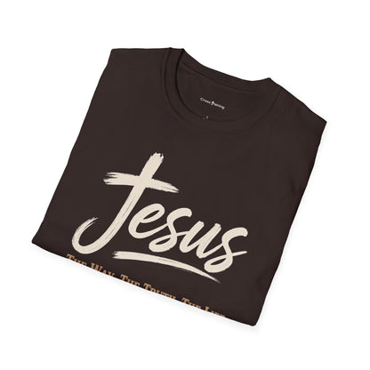 Jesus Script T‑Shirt — 'Jesus: The Way. The Truth. The Life.' Christian Faith Tee