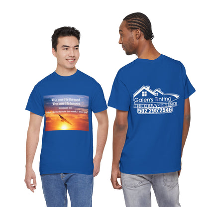 Christian Sunset T-Shirt — "Before I Formed You I Knew You" Scripture Tee