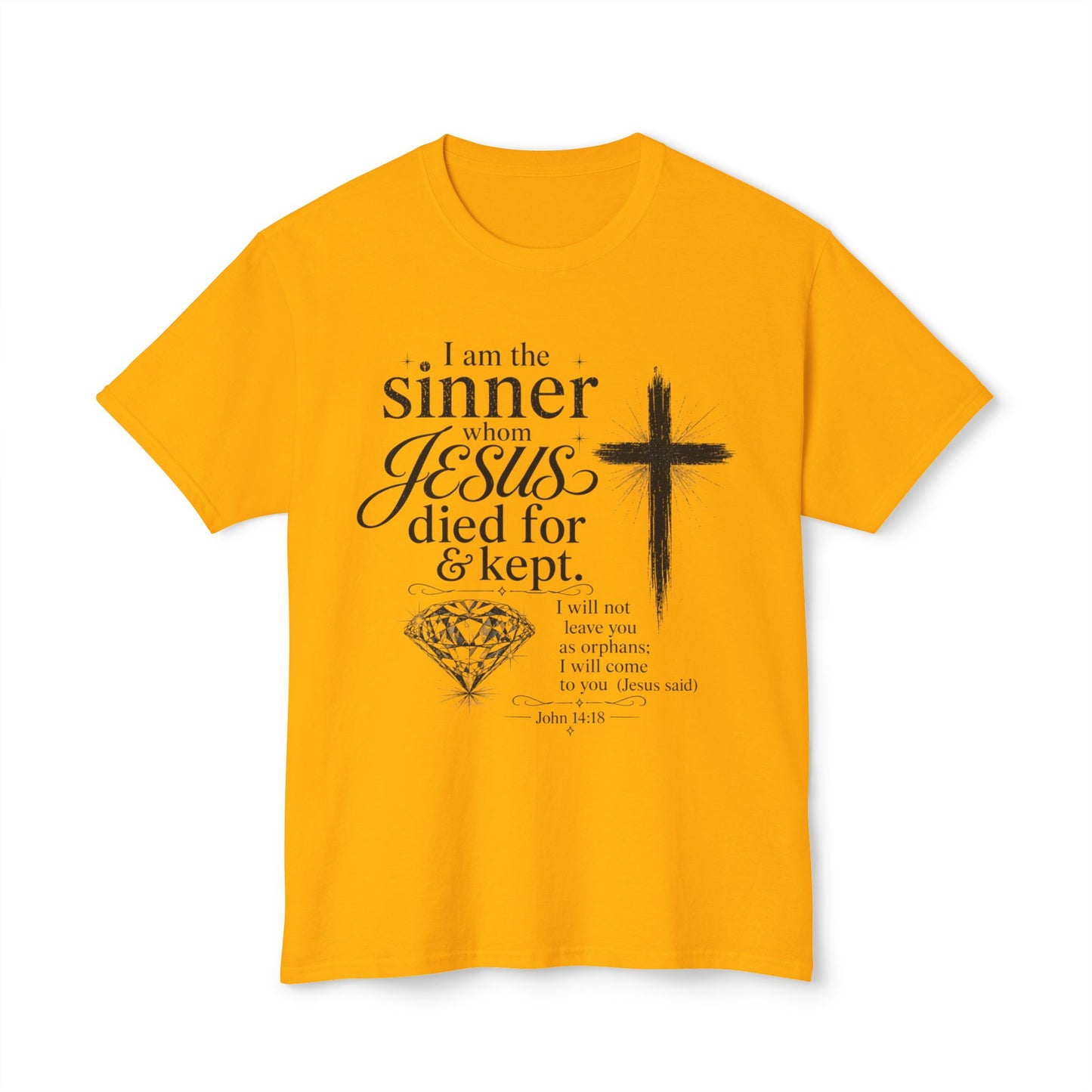 Christian Faith T-Shirt — "I am the sinner whom Jesus died for & kept" Pink Tee