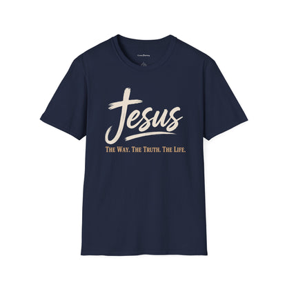 Jesus Script T‑Shirt — 'Jesus: The Way. The Truth. The Life.' Christian Faith Tee