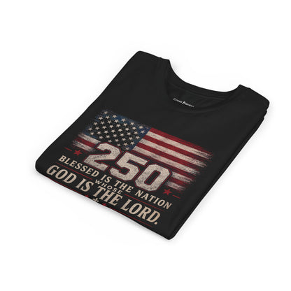 Youth Tee — 250th USA Celebration "Blessed Is the Nation" Patriotic T‑Shirt (1776–2026)