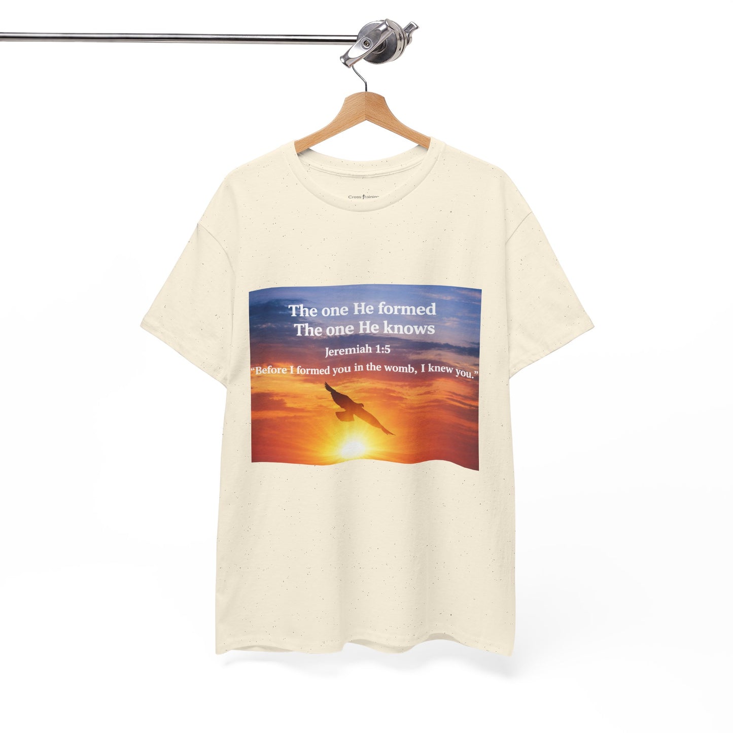 Christian Sunset T-Shirt — "Before I Formed You I Knew You" Scripture Tee