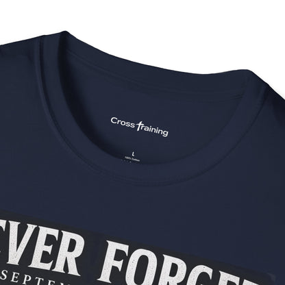 Never Forget 9/11 Memorial T-Shirt — American Flag & Eagle Tribute